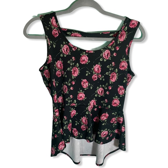 Floral Blouse with Ruffled Bottom - Picture 1 of 4